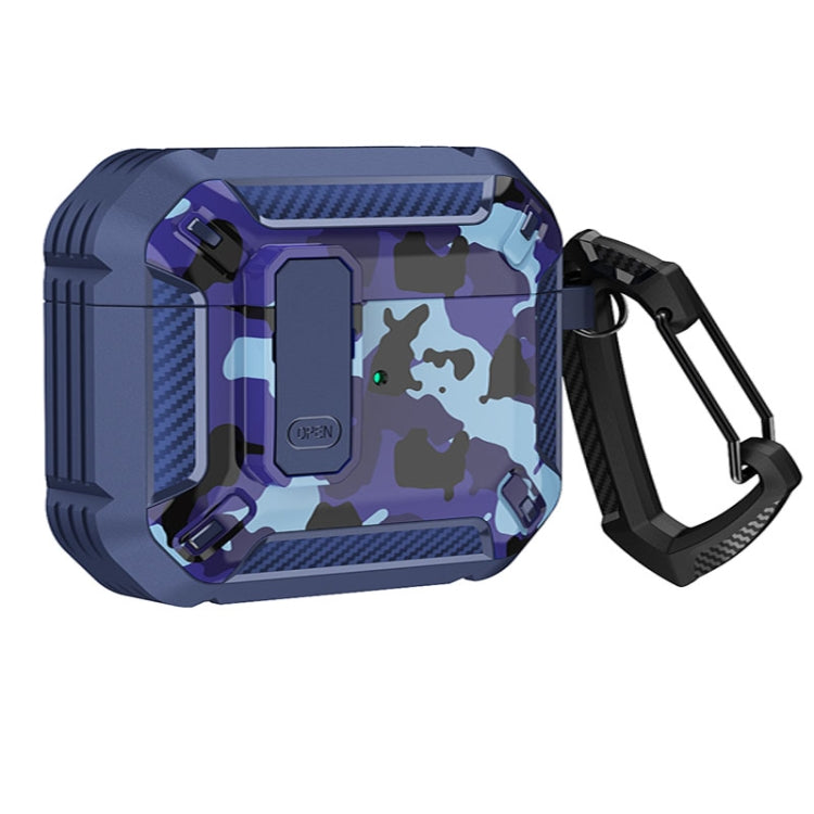 Two-Tone Printed Earphone Case with Switch Lock & Carabiner, For AirPods 1/2, For AirPods Pro