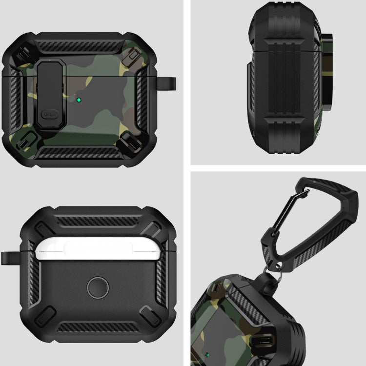Two-Tone Printed Earphone Case with Switch Lock & Carabiner, For AirPods 3
