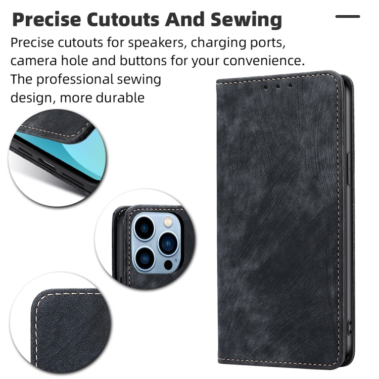 Anti-theft Brush Magnetic Leather Phone Case, For iPhone 12, For iPhone 13, For iPhone 13 Pro, For iPhone 13 Pro Max