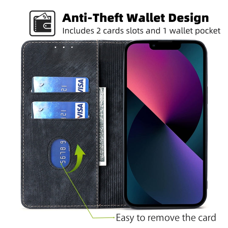 Anti-theft Brush Magnetic Leather Phone Case, For iPhone 12, For iPhone 13, For iPhone 13 Pro, For iPhone 13 Pro Max