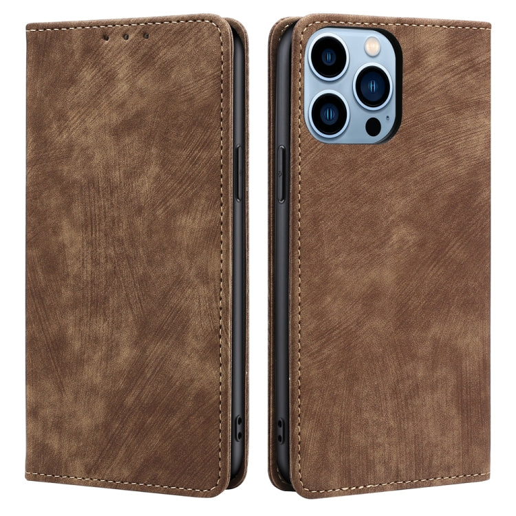 Anti-theft Brush Magnetic Leather Phone Case, For iPhone 12, For iPhone 13, For iPhone 13 Pro, For iPhone 13 Pro Max