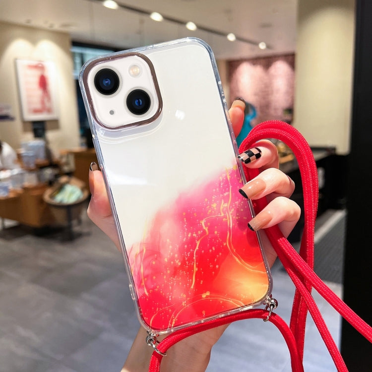 Gold Halo Marble Pattern Lanyard Phone Case, For iPhone 14, For iPhone 14 Plus, For iPhone 14 Pro, For iPhone 14 Pro Max, For iPhone 13, For iPhone 13 Pro