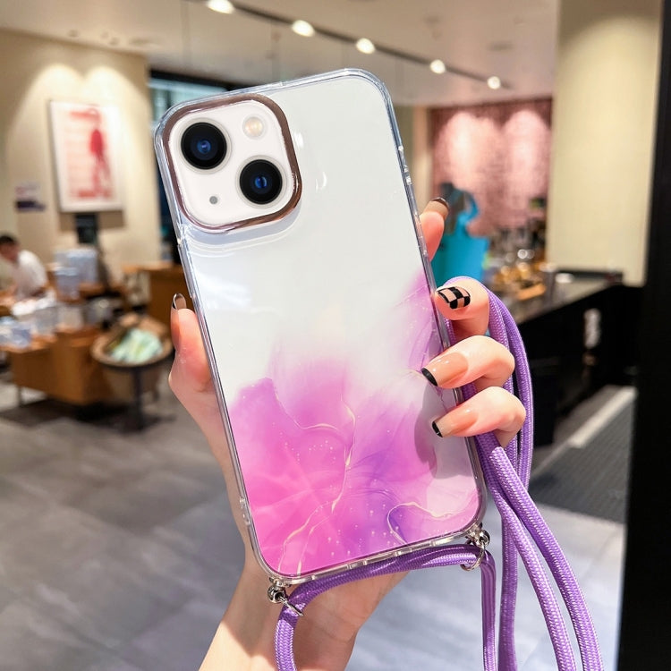Gold Halo Marble Pattern Lanyard Phone Case, For iPhone 14, For iPhone 14 Plus, For iPhone 14 Pro, For iPhone 14 Pro Max, For iPhone 13, For iPhone 13 Pro