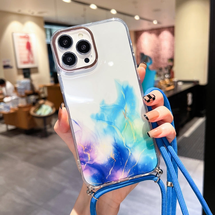 Gold Halo Marble Pattern Lanyard Phone Case, For iPhone 14, For iPhone 14 Plus, For iPhone 14 Pro, For iPhone 14 Pro Max, For iPhone 13, For iPhone 13 Pro
