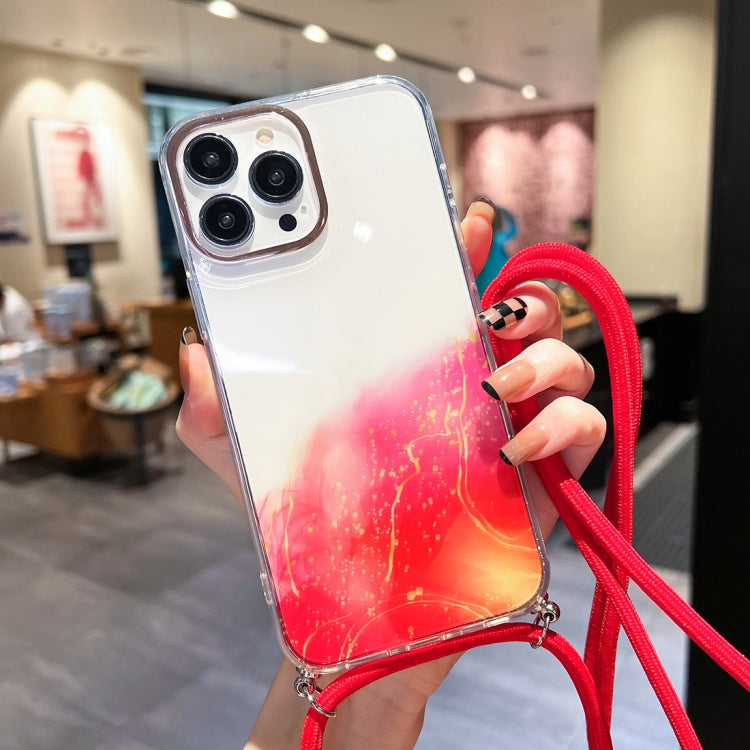 Gold Halo Marble Pattern Lanyard Phone Case, For iPhone 14, For iPhone 14 Plus, For iPhone 14 Pro, For iPhone 14 Pro Max, For iPhone 13, For iPhone 13 Pro
