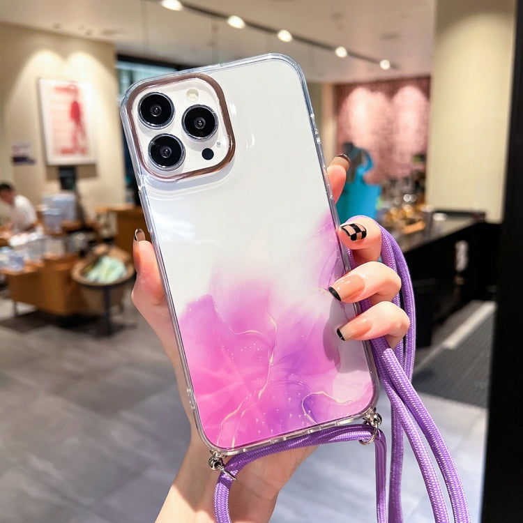 Gold Halo Marble Pattern Lanyard Phone Case, For iPhone 14, For iPhone 14 Plus, For iPhone 14 Pro, For iPhone 14 Pro Max, For iPhone 13, For iPhone 13 Pro