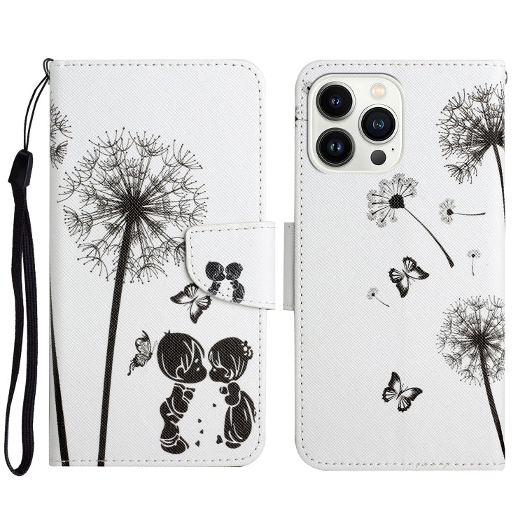 3D Colored Drawing Flip Leather Phone Case, For iPhone 14 Pro Max