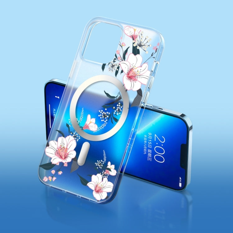 Flower Frosted MagSafe Phone Case, For iPhone 14, For iPhone 14 Plus, For iPhone 14 Pro