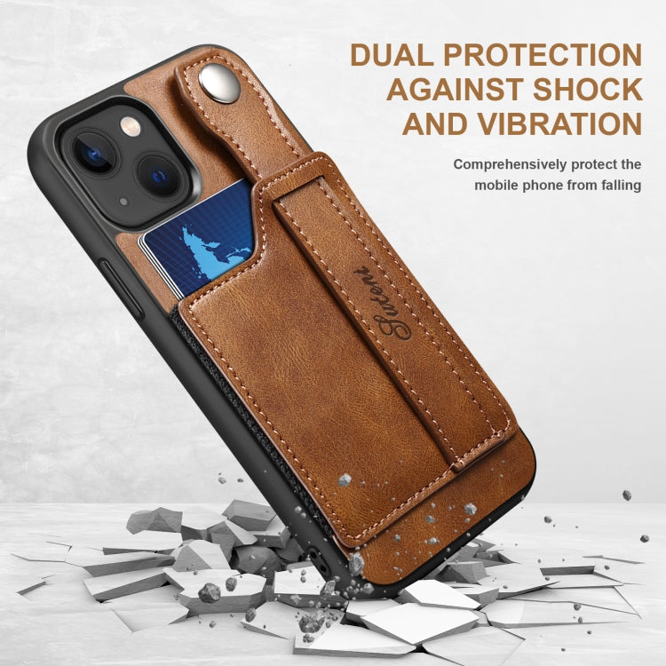Suteni 215 Wrist Strap PU Phone Case, For iPhone 13, For iPhone 13 Pro, For iPhone 13 Pro Max, For iPhone 12