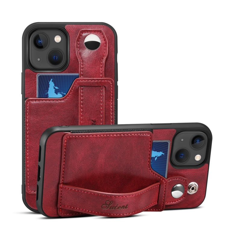 Suteni 215 Wrist Strap PU Phone Case, For iPhone 13, For iPhone 13 Pro, For iPhone 13 Pro Max, For iPhone 12
