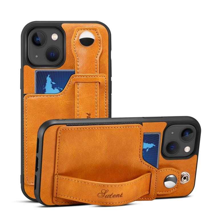 Suteni 215 Wrist Strap PU Phone Case, For iPhone 13, For iPhone 13 Pro, For iPhone 13 Pro Max, For iPhone 12