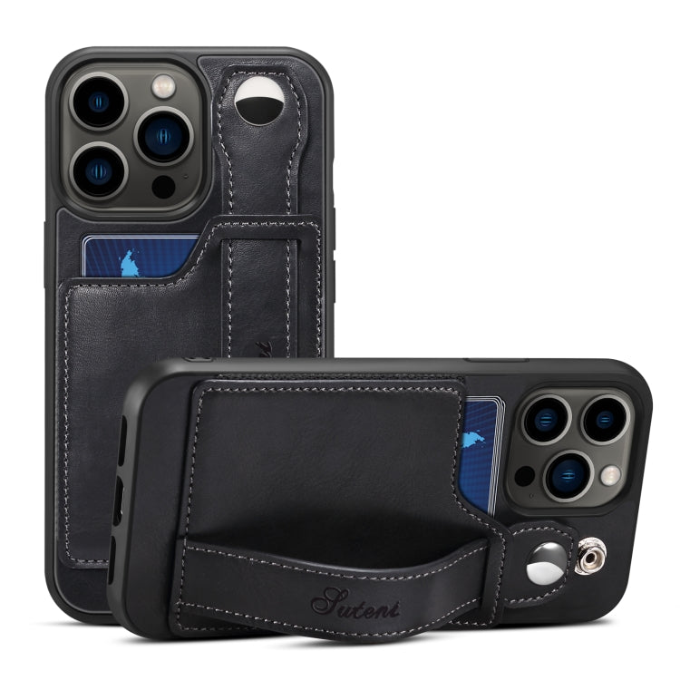 Suteni 215 Wrist Strap PU Phone Case, For iPhone 13, For iPhone 13 Pro, For iPhone 13 Pro Max, For iPhone 12