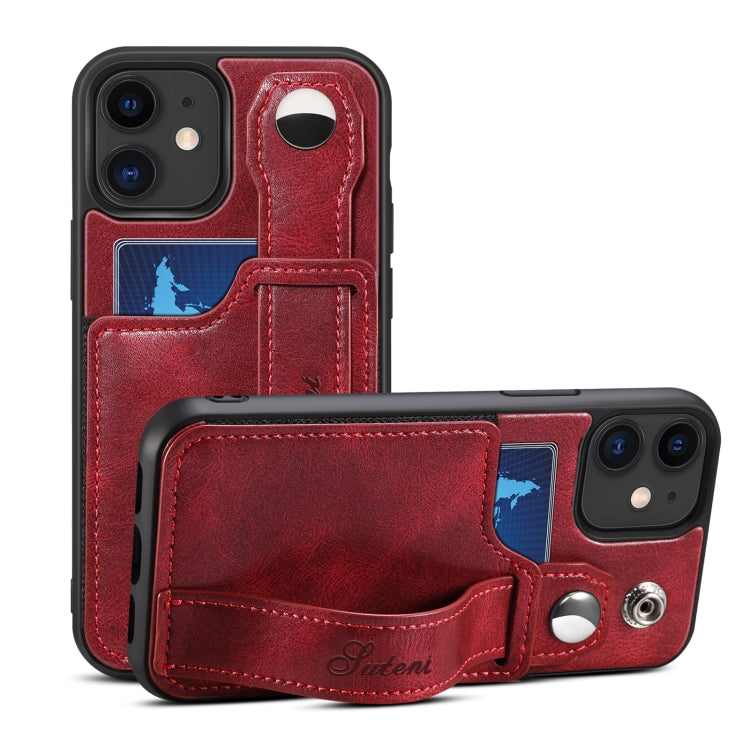 Suteni 215 Wrist Strap PU Phone Case, For iPhone 13, For iPhone 13 Pro, For iPhone 13 Pro Max, For iPhone 12
