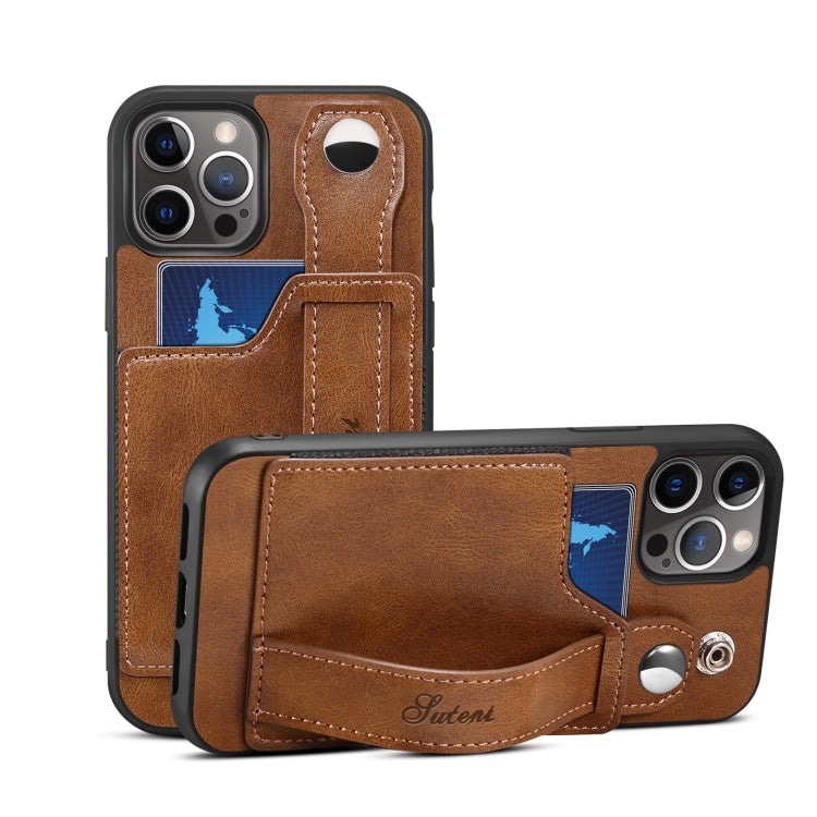Suteni 215 Wrist Strap PU Phone Case, For iPhone 12 Pro, For iPhone 12 Pro Max
