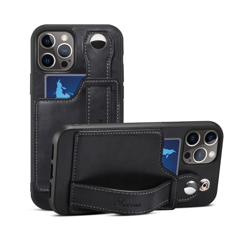 Suteni 215 Wrist Strap PU Phone Case, For iPhone 12 Pro, For iPhone 12 Pro Max
