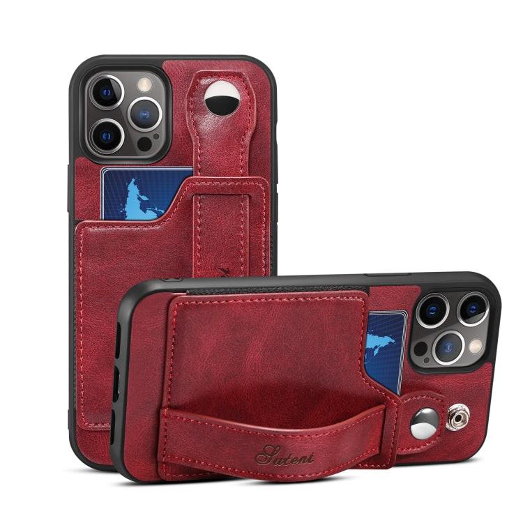 Suteni 215 Wrist Strap PU Phone Case, For iPhone 12 Pro, For iPhone 12 Pro Max