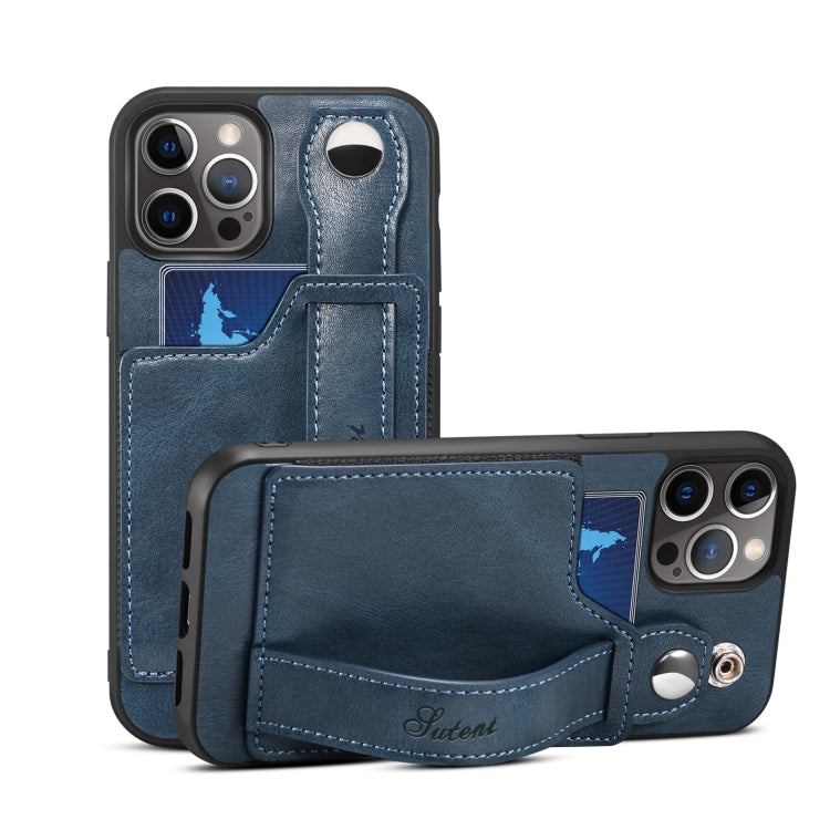 Suteni 215 Wrist Strap PU Phone Case, For iPhone 12 Pro, For iPhone 12 Pro Max