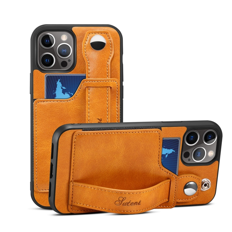 Suteni 215 Wrist Strap PU Phone Case, For iPhone 12 Pro, For iPhone 12 Pro Max