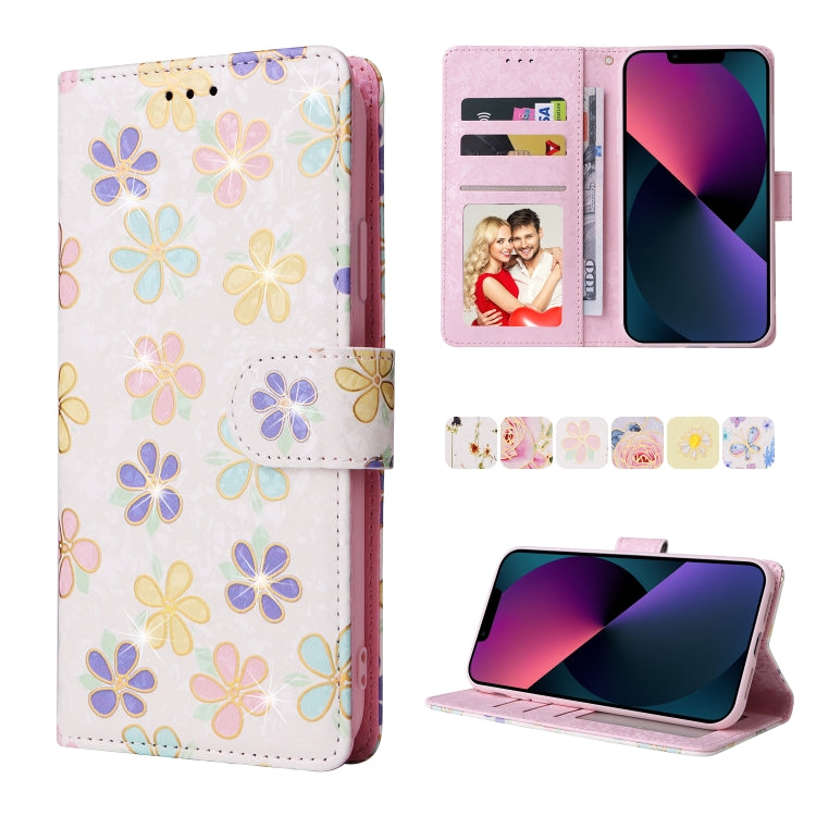 Bronzing Painting RFID Leather Case, For iPhone 13 mini, For iPhone 13, For iPhone 13 Pro, For iPhone 13 Pro Max