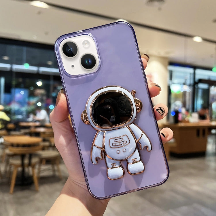 Plating Astronaut Holder TPU Phone Case, For iPhone 14, For iPhone 14 Plus, For iPhone 14 Pro