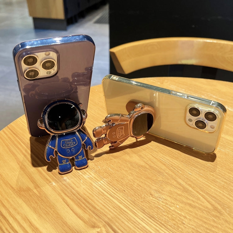 Plating Astronaut Holder TPU Phone Case, For iPhone 14, For iPhone 14 Plus, For iPhone 14 Pro
