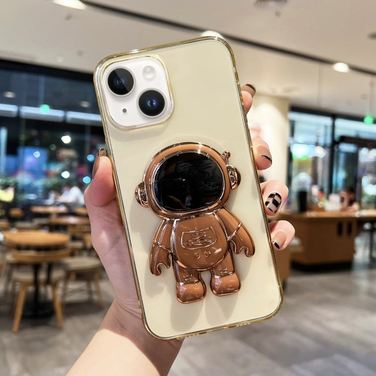 Plating Astronaut Holder TPU Phone Case, For iPhone 14, For iPhone 14 Plus, For iPhone 14 Pro