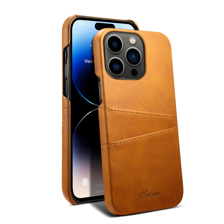 Suteni Calf Texture Card Slots Phone Case, For iPhone 14, For iPhone 14 Plus, For iPhone 14 Pro, For iPhone 14 Pro Max