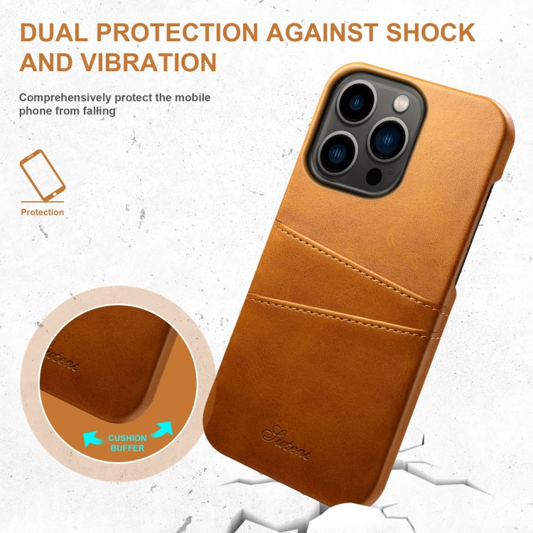 Suteni Calf Texture Card Slots Phone Case, For iPhone 14, For iPhone 14 Plus, For iPhone 14 Pro, For iPhone 14 Pro Max