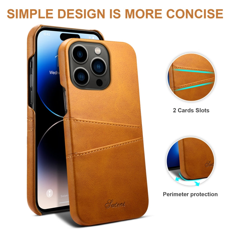 Suteni Calf Texture Card Slots Phone Case, For iPhone 14, For iPhone 14 Plus, For iPhone 14 Pro, For iPhone 14 Pro Max