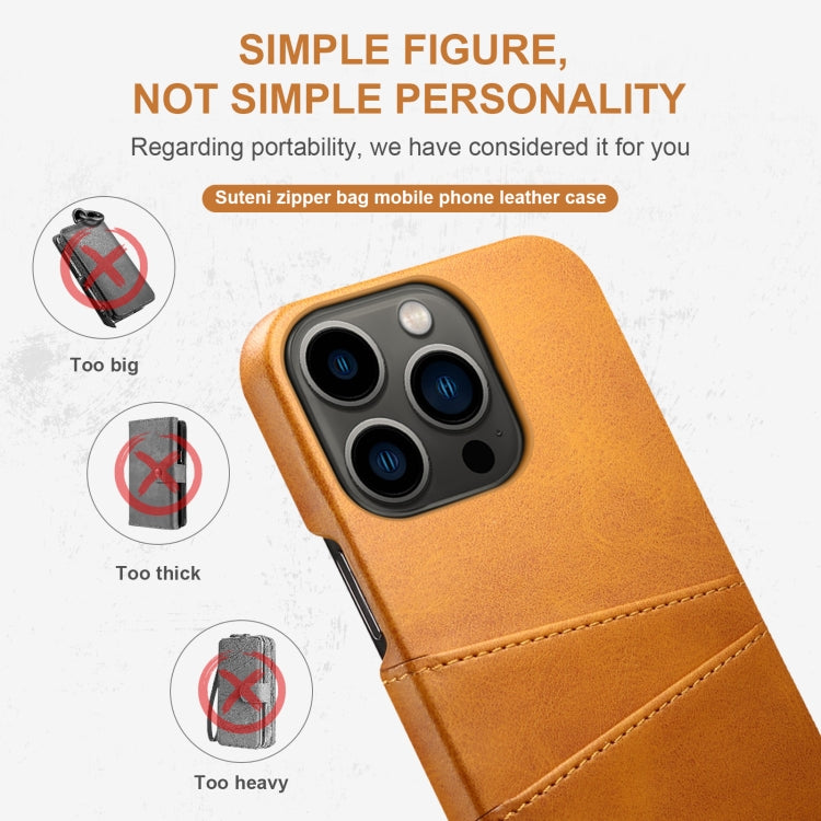 Suteni Calf Texture Card Slots Phone Case, For iPhone 14, For iPhone 14 Plus, For iPhone 14 Pro, For iPhone 14 Pro Max