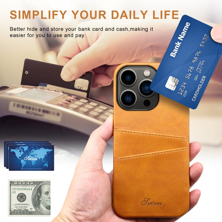 Suteni Calf Texture Card Slots Phone Case, For iPhone 14, For iPhone 14 Plus, For iPhone 14 Pro, For iPhone 14 Pro Max