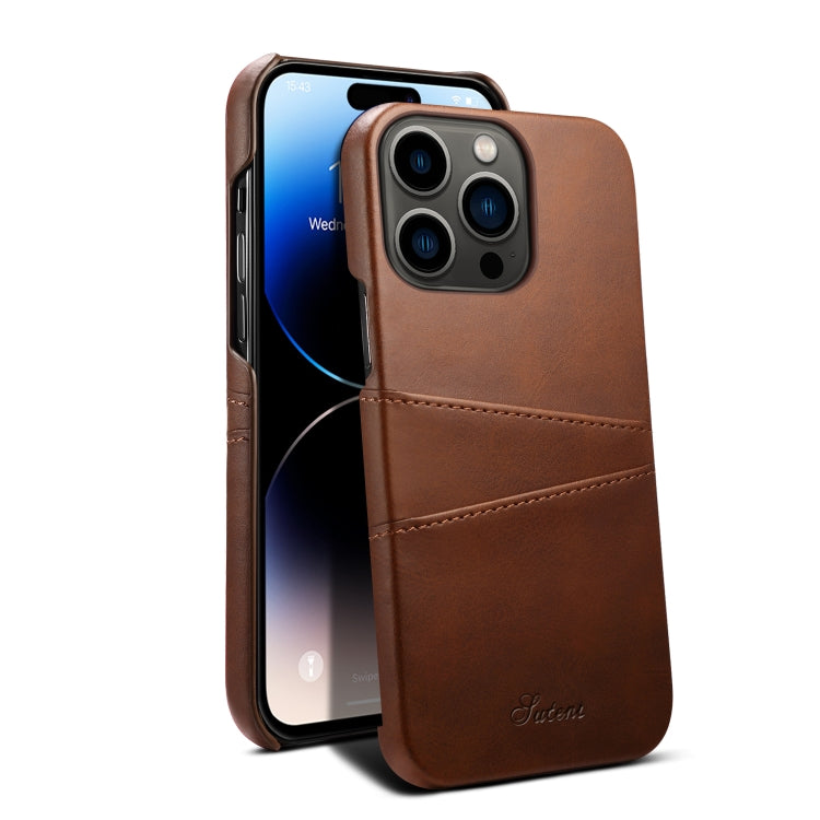 Suteni Calf Texture Card Slots Phone Case, For iPhone 14, For iPhone 14 Plus, For iPhone 14 Pro, For iPhone 14 Pro Max