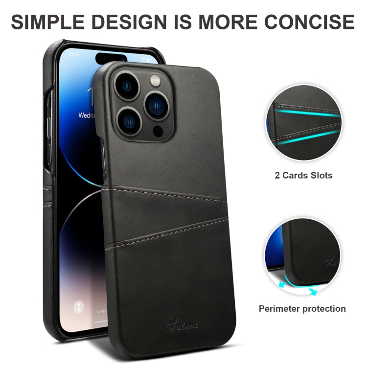 Suteni Calf Texture Card Slots Phone Case, For iPhone 14, For iPhone 14 Plus, For iPhone 14 Pro, For iPhone 14 Pro Max