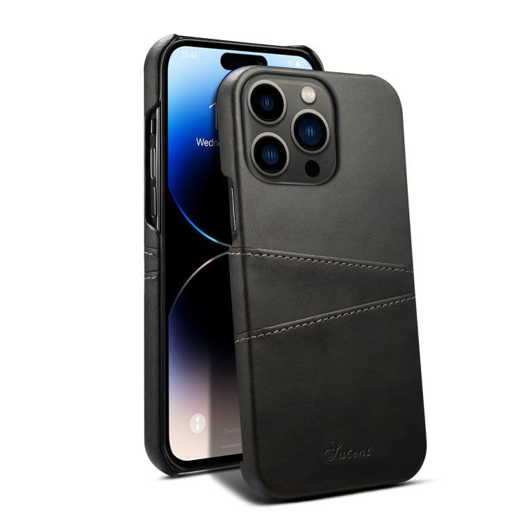 Suteni Calf Texture Card Slots Phone Case, For iPhone 14, For iPhone 14 Plus, For iPhone 14 Pro, For iPhone 14 Pro Max