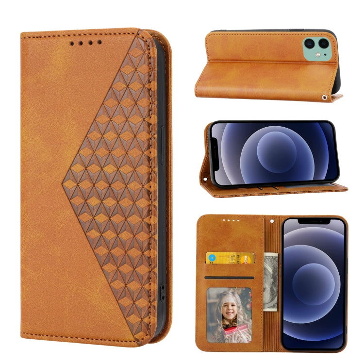 Cubic Grid Calf Texture Magnetic Closure Leather Phone Case, For iPhone 12 mini, For iPhone 12 / 12 Pro, For iPhone 12 Pro Max, For iPhone 11