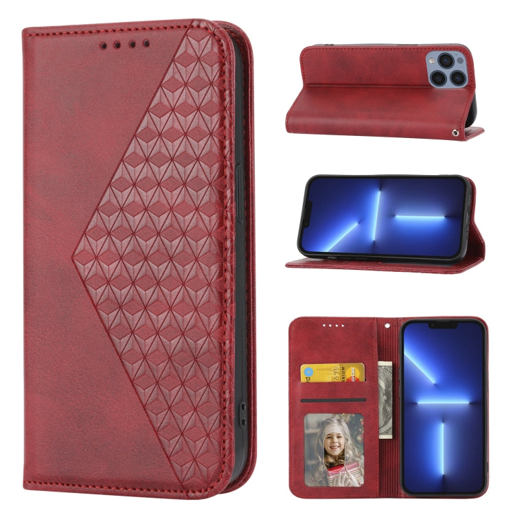 Cubic Grid Calf Texture Magnetic Closure Leather Phone Case, For iPhone 12 mini, For iPhone 12 / 12 Pro, For iPhone 12 Pro Max, For iPhone 11