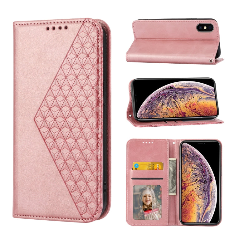 Cubic Grid Calf Texture Magnetic Closure Leather Phone Case, For iPhone 11 Pro, For iPhone 11 Pro Max, For iPhone X / XS, For iPhone XR