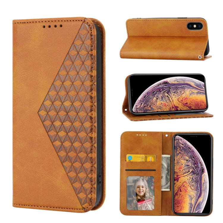 Cubic Grid Calf Texture Magnetic Closure Leather Phone Case, For iPhone 11 Pro, For iPhone 11 Pro Max, For iPhone X / XS, For iPhone XR
