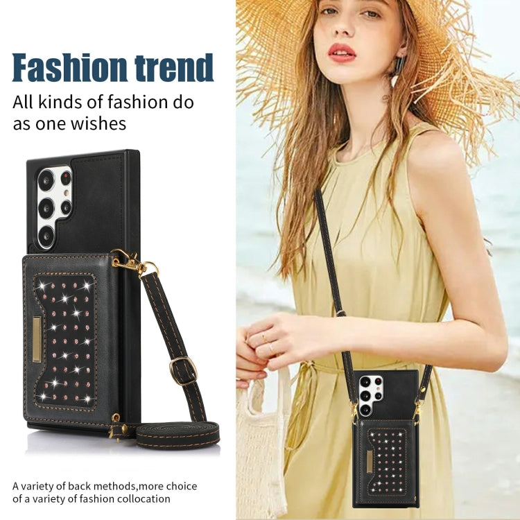 Three-fold RFID Leather Phone Case with Lanyard, For Samsung Galaxy S22 Ultra, For iPhone 12 Pro