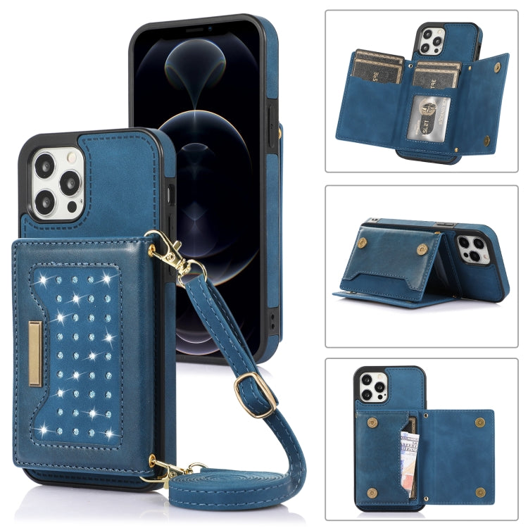 Three-fold RFID Leather Phone Case with Lanyard, For Samsung Galaxy S22 Ultra, For iPhone 12 Pro
