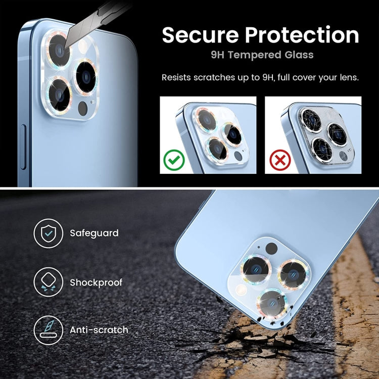 Glitter Ring Tempered Glass Camera Lens Film, For iPhone 14, For iPhone 14 Plus, For iPhone 14 Pro, For iPhone 14 Pro Max