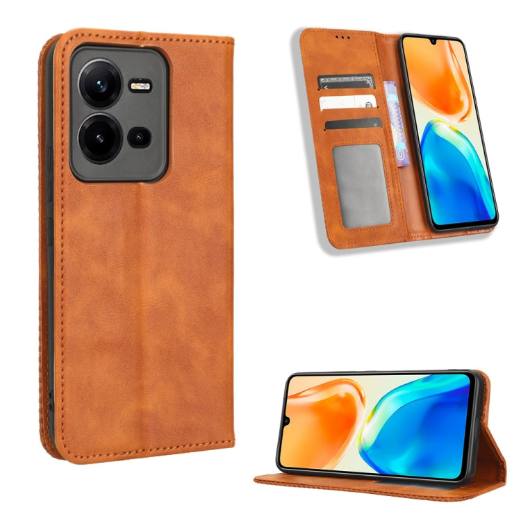 Magnetic Buckle Retro Texture Leather Phone Case, For Realme C33 4G, For T-Mobile Revvl 6 5G, For T-Mobile REVVL 6 Pro 5G, For vivo V25 5G / X80 Lite, For vivo V25 Pro / S15 Pro, For vivo Y35 4G / Y22s 4G / Y22 4G 2022, For Wiko Power U20 / U10