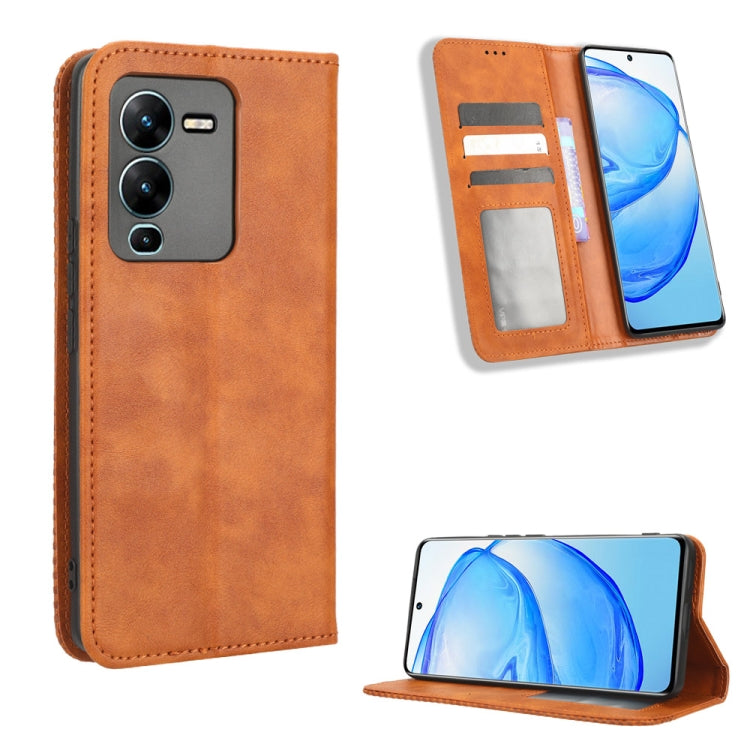 Magnetic Buckle Retro Texture Leather Phone Case, For Realme C33 4G, For T-Mobile Revvl 6 5G, For T-Mobile REVVL 6 Pro 5G, For vivo V25 5G / X80 Lite, For vivo V25 Pro / S15 Pro, For vivo Y35 4G / Y22s 4G / Y22 4G 2022, For Wiko Power U20 / U10