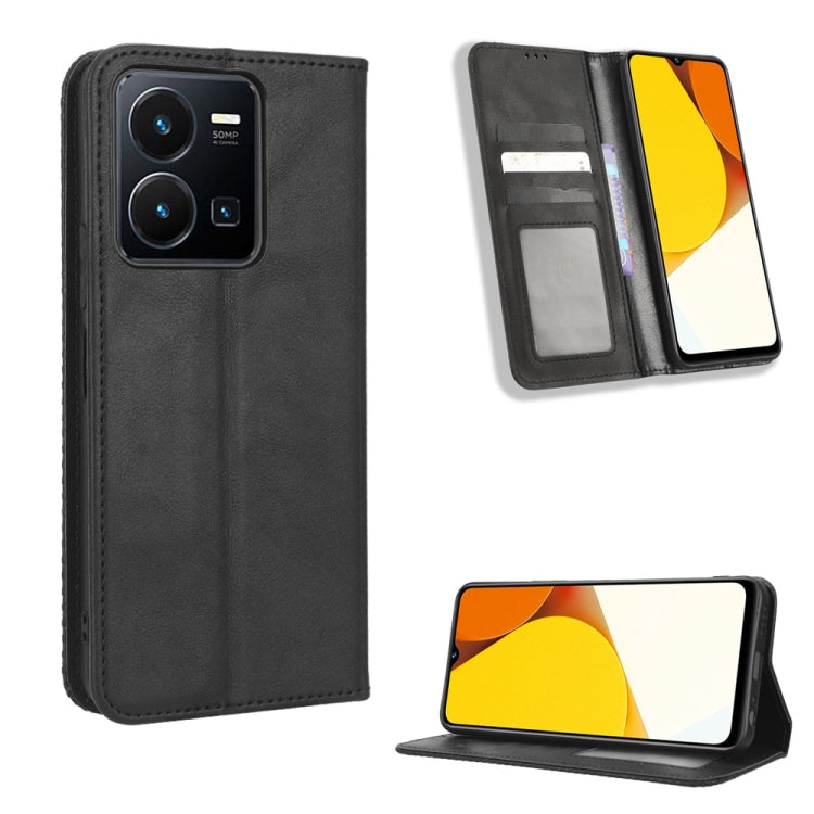 Magnetic Buckle Retro Texture Leather Phone Case, For Realme C33 4G, For T-Mobile Revvl 6 5G, For T-Mobile REVVL 6 Pro 5G, For vivo V25 5G / X80 Lite, For vivo V25 Pro / S15 Pro, For vivo Y35 4G / Y22s 4G / Y22 4G 2022, For Wiko Power U20 / U10