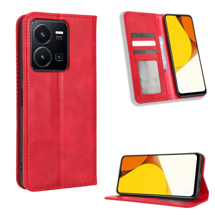 Magnetic Buckle Retro Texture Leather Phone Case, For Realme C33 4G, For T-Mobile Revvl 6 5G, For T-Mobile REVVL 6 Pro 5G, For vivo V25 5G / X80 Lite, For vivo V25 Pro / S15 Pro, For vivo Y35 4G / Y22s 4G / Y22 4G 2022, For Wiko Power U20 / U10