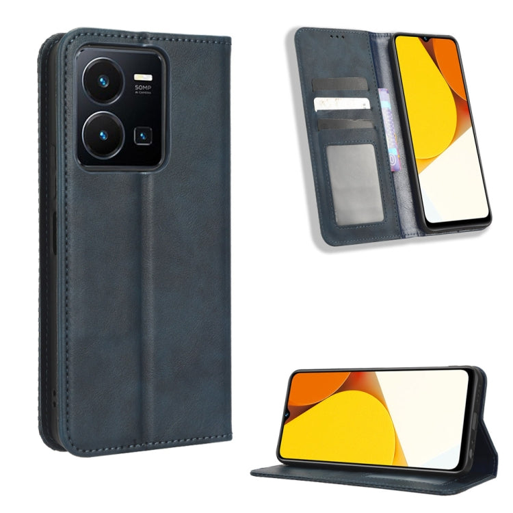 Magnetic Buckle Retro Texture Leather Phone Case, For Realme C33 4G, For T-Mobile Revvl 6 5G, For T-Mobile REVVL 6 Pro 5G, For vivo V25 5G / X80 Lite, For vivo V25 Pro / S15 Pro, For vivo Y35 4G / Y22s 4G / Y22 4G 2022, For Wiko Power U20 / U10