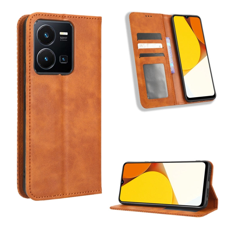Magnetic Buckle Retro Texture Leather Phone Case, For Realme C33 4G, For T-Mobile Revvl 6 5G, For T-Mobile REVVL 6 Pro 5G, For vivo V25 5G / X80 Lite, For vivo V25 Pro / S15 Pro, For vivo Y35 4G / Y22s 4G / Y22 4G 2022, For Wiko Power U20 / U10