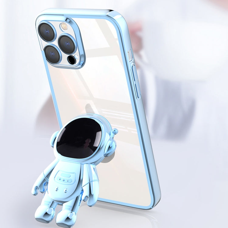 Electroplating PC Astronaut Holder Phone Case with Lens Film, For iPhone 14, For iPhone 14 Plus, For iPhone 14 Pro, For iPhone 14 Pro Max