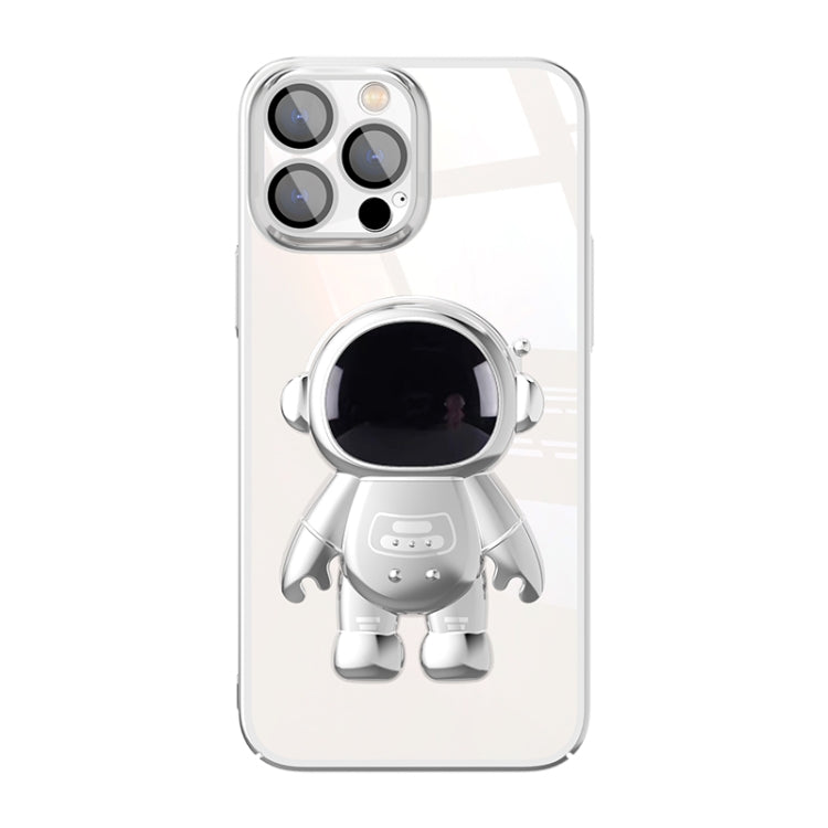 Electroplating PC Astronaut Holder Phone Case with Lens Film, For iPhone 14, For iPhone 14 Plus, For iPhone 14 Pro, For iPhone 14 Pro Max