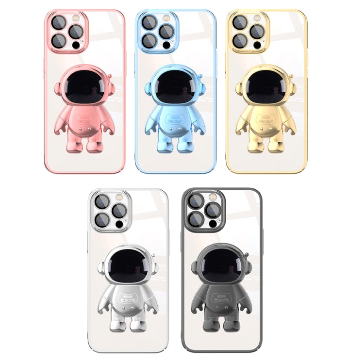Electroplating PC Astronaut Holder Phone Case with Lens Film, For iPhone 12 Pro, For iPhone 12 Pro Max, For iPhone 11, For iPhone 11 Pro
